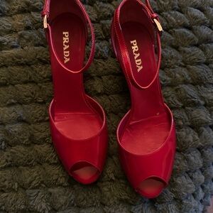 Prada Women's Vibrant Red Heels